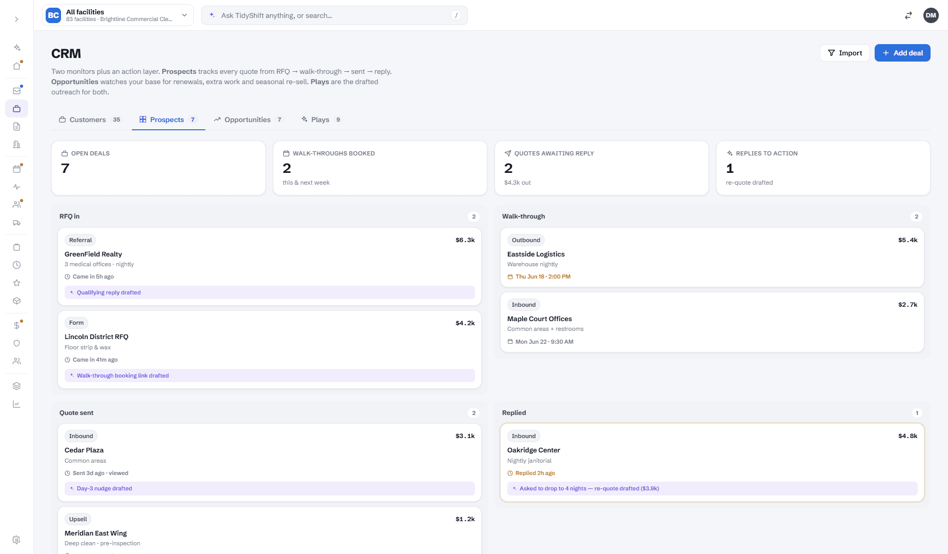 CRM — leads and pipeline